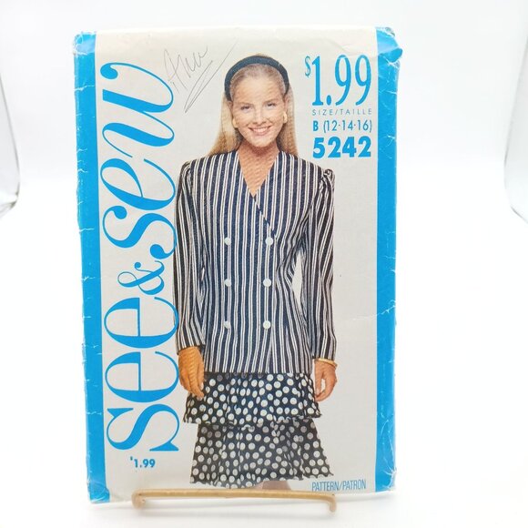 See & Sew Misses Jacket & Skirt Pattern Size B (12-14-16) 5242 Vintage Sewing - Picture 1 of 2